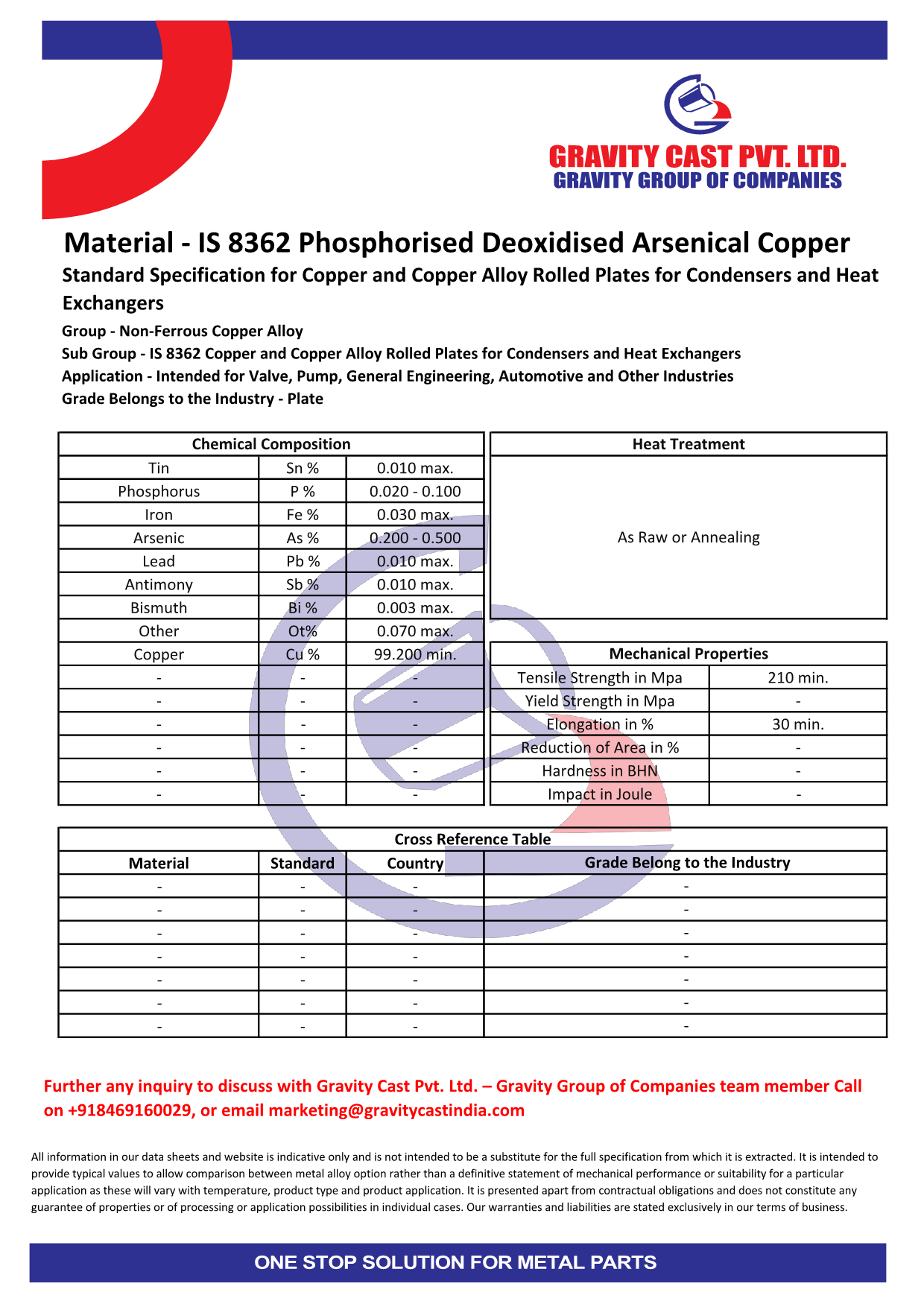 IS 8362 Phosphorised Deoxidised Arsenical Copper.pdf